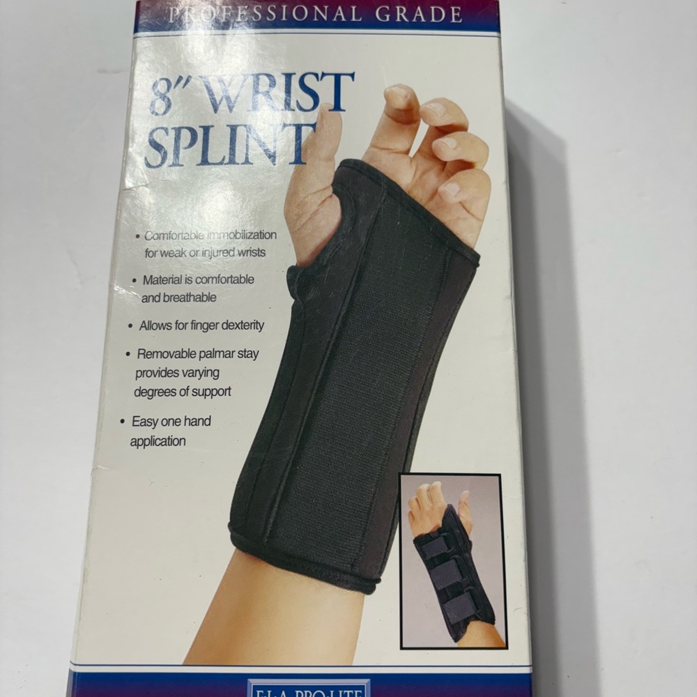 8” wrist splint small left side lack color fla orthopedics for injured wrist